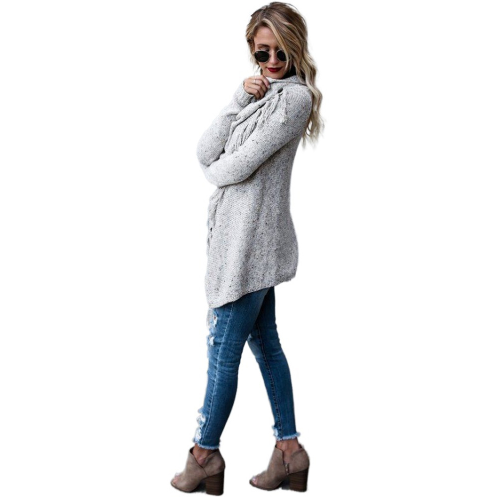 Fringed Knit Cardigan Sweater Plus Size Open Front