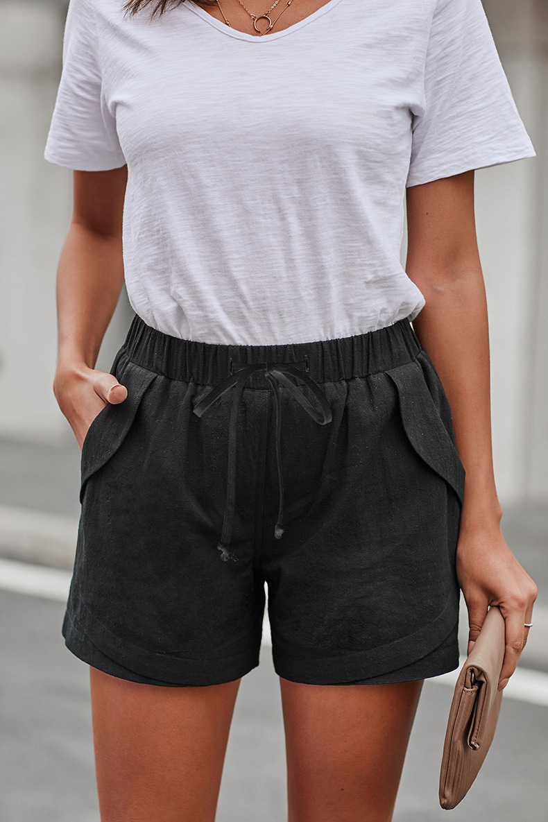 Women's Cotton-Linen Drawstring Shorts Casual Beach