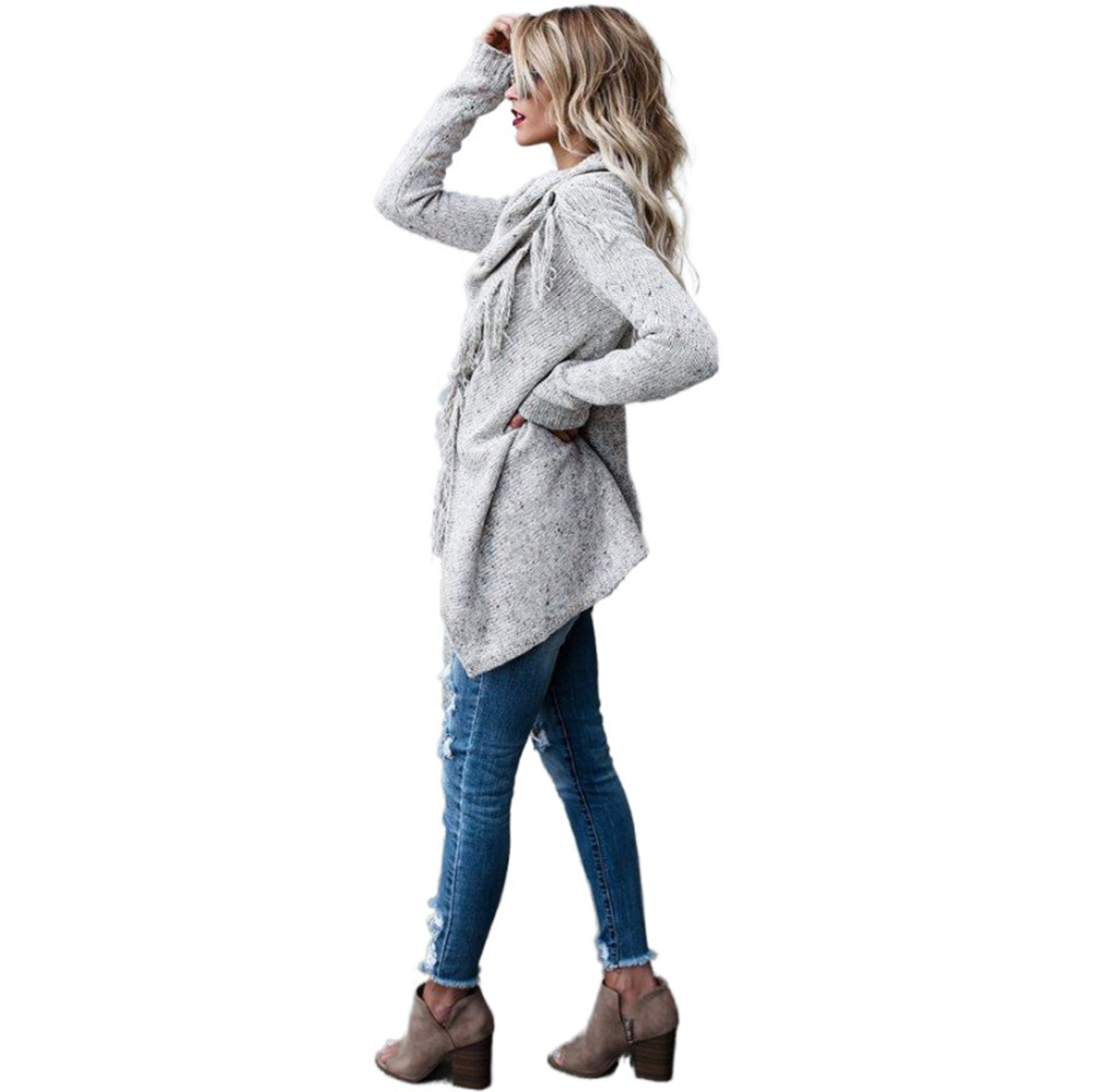 Fringed Knit Cardigan Sweater Plus Size Open Front