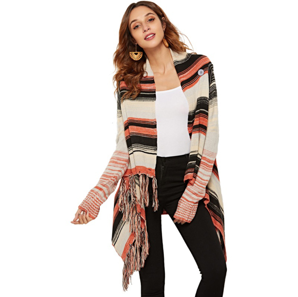 Women's Fringe Tassel Knit Cardigan Sweater Plus Size