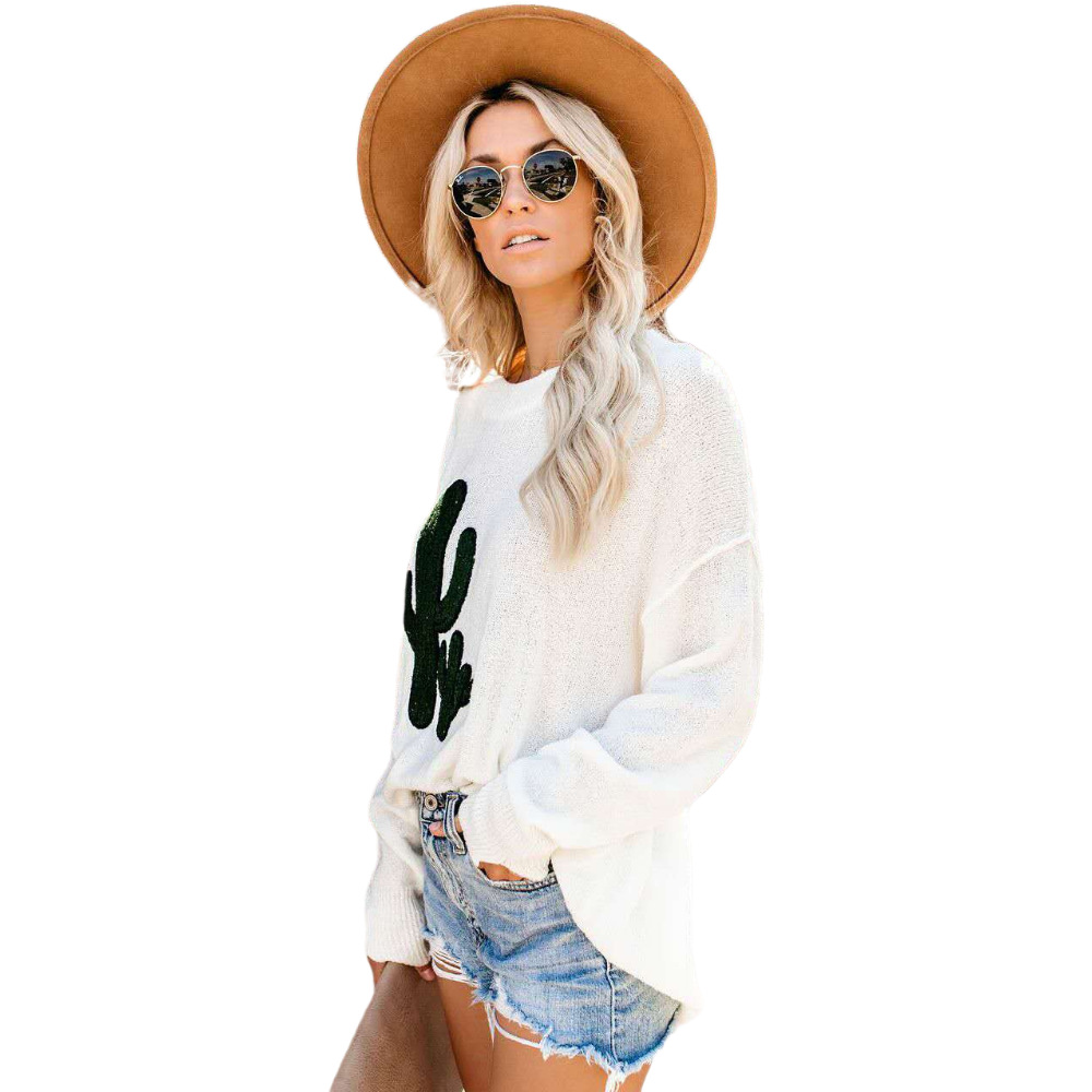 Women's Distressed Knit Pullover Sweater with Batwing Sleeves