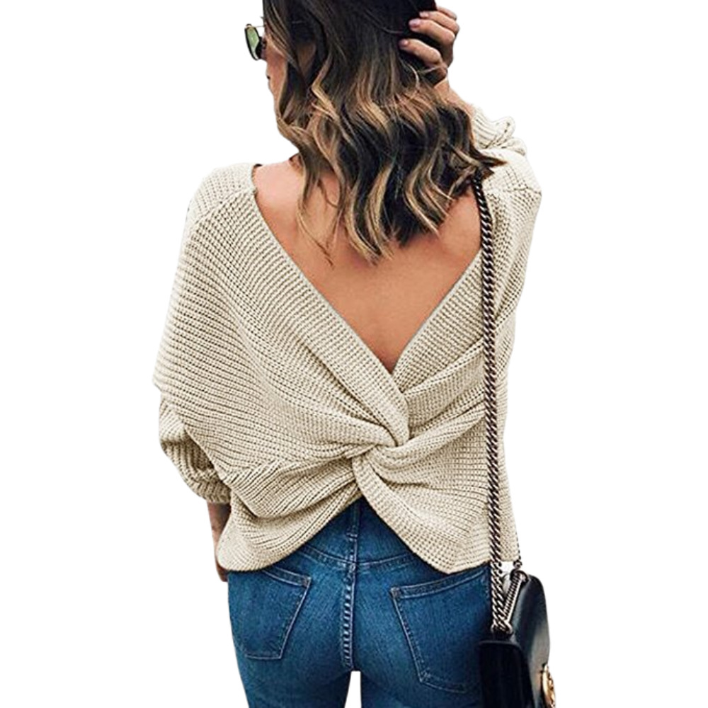 Women's V-Neck Slim Fit Knit Sweater