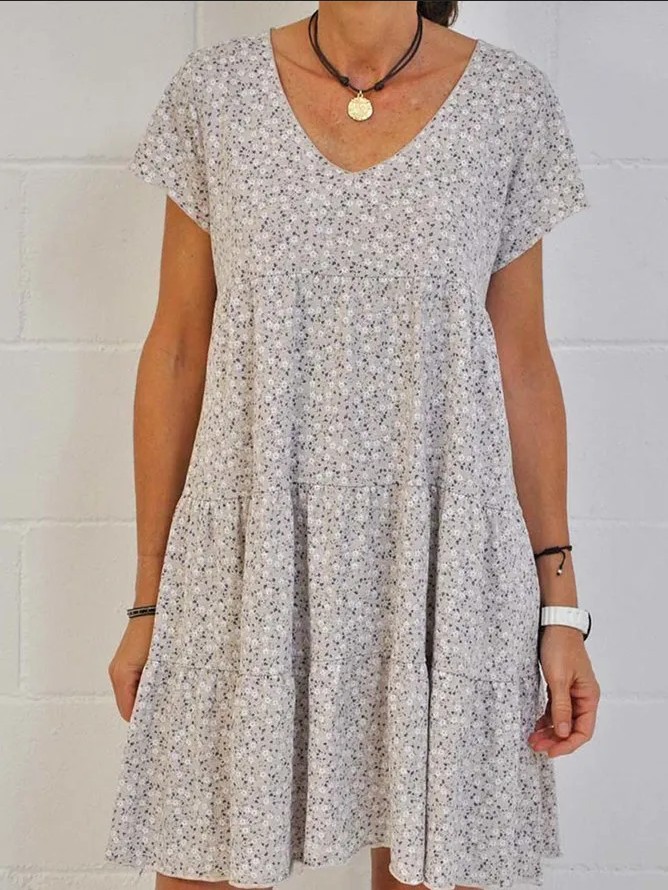Women's Plus Size Round Neck Slim Fit Short Sleeve Dress