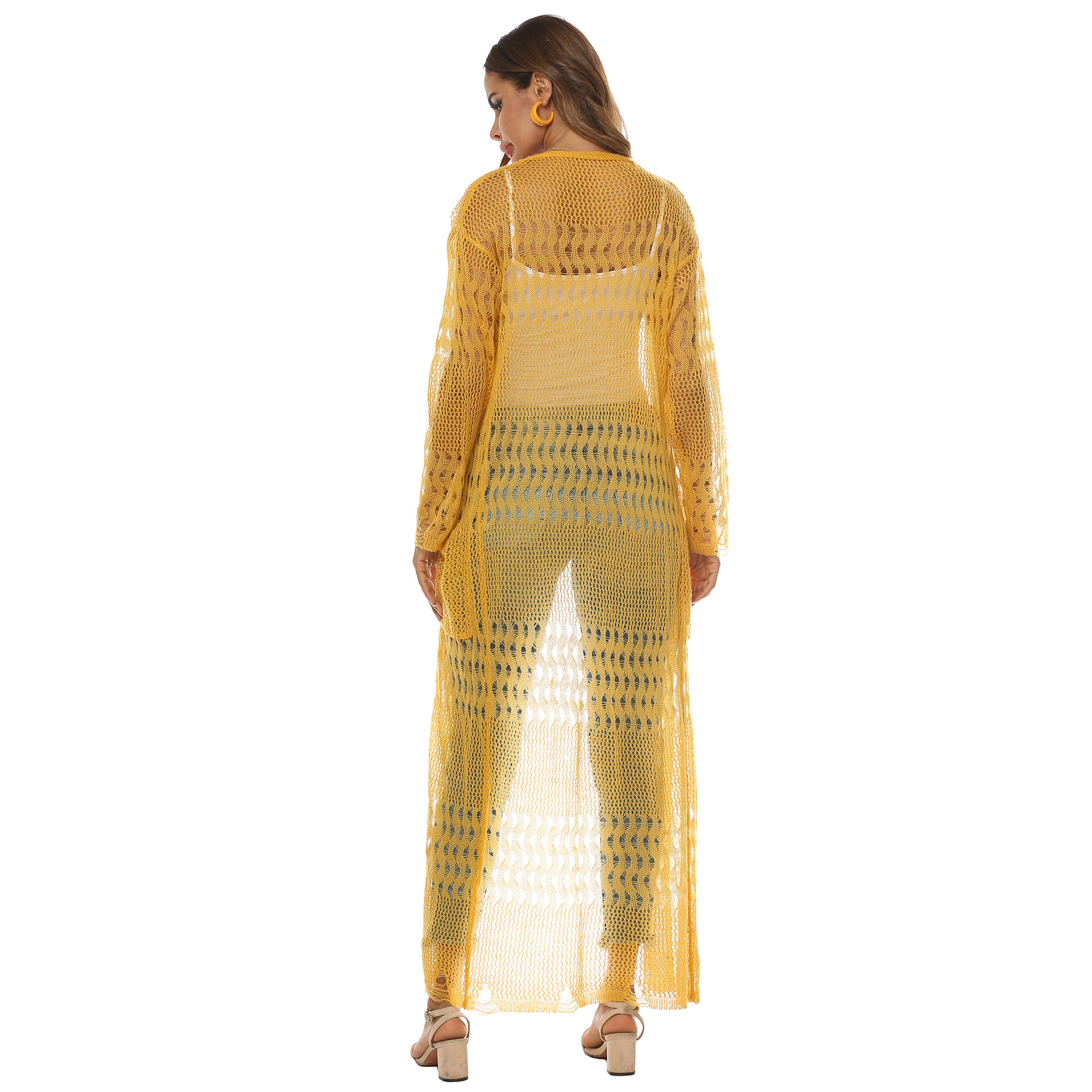 Women's Long Knit Cardigan with Pockets Casual Open Front