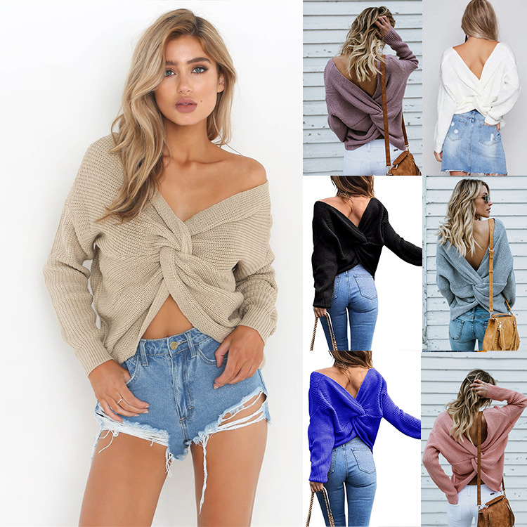 Women's V-Neck Slim Fit Knit Sweater