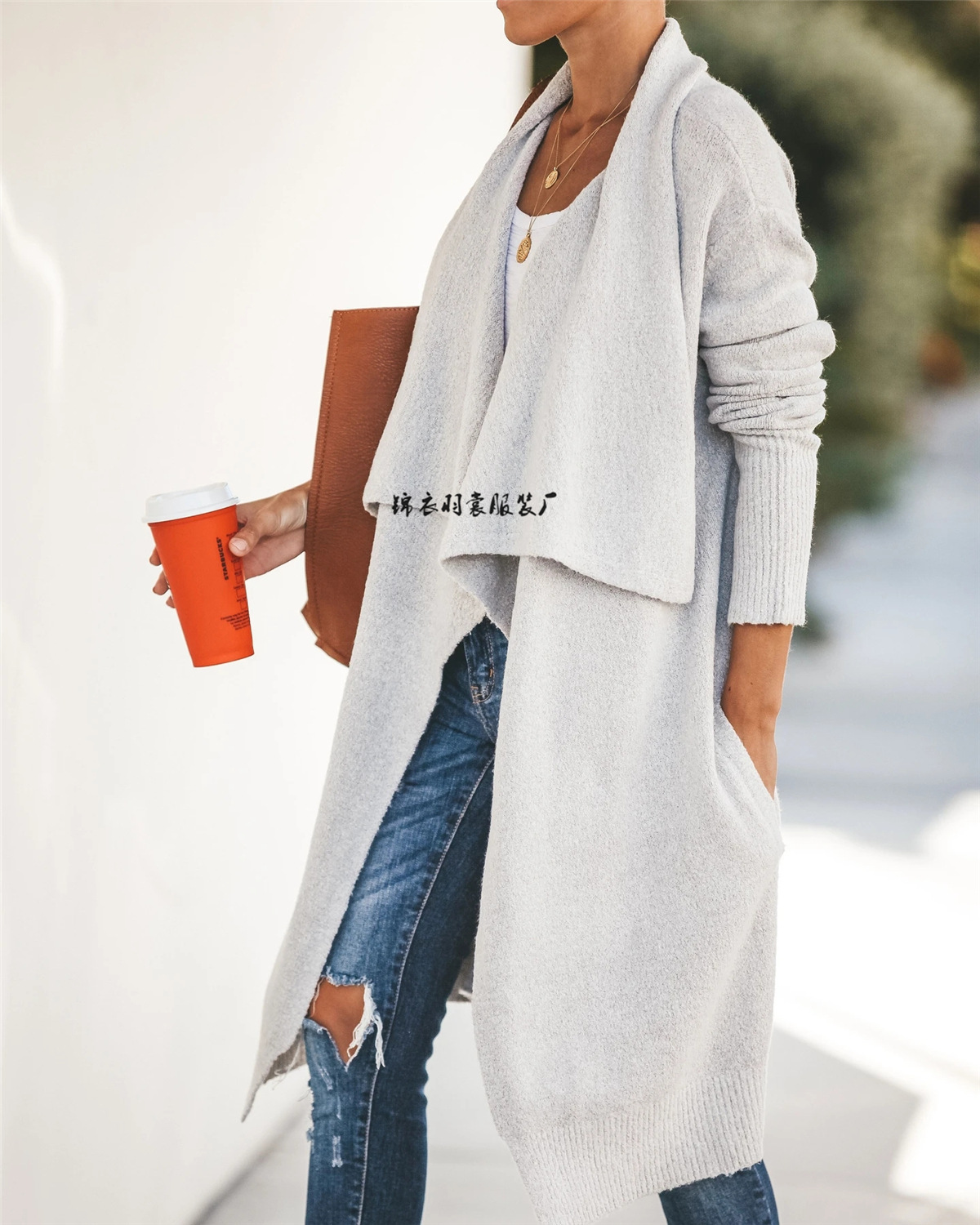 Plus Size Long Knit Cardigan Open Front Batwing Sleeve Hollow Out Solid