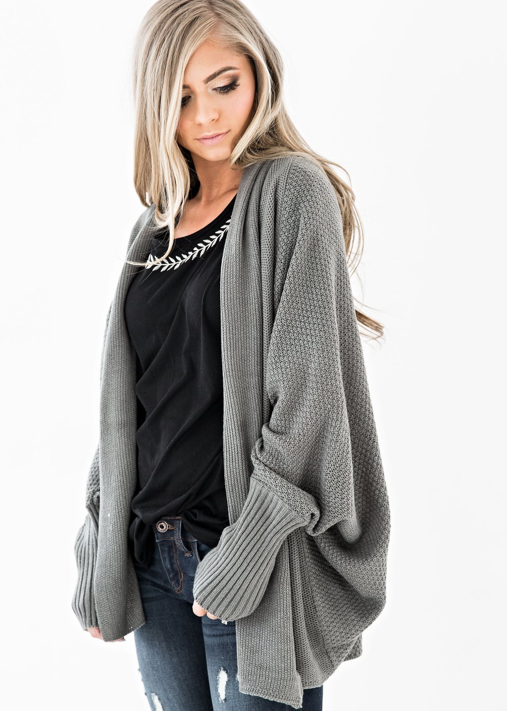 Women's Off-Shoulder Loose Knit Sweater Cardigan
