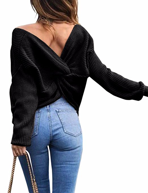 Women's V-Neck Slim Fit Knit Sweater