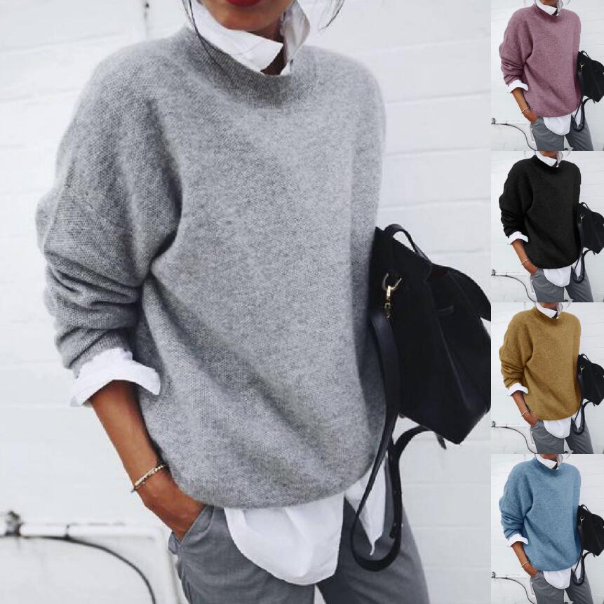 Women's Faux-Layer Crewneck Long-Sleeve Sweater Shirt