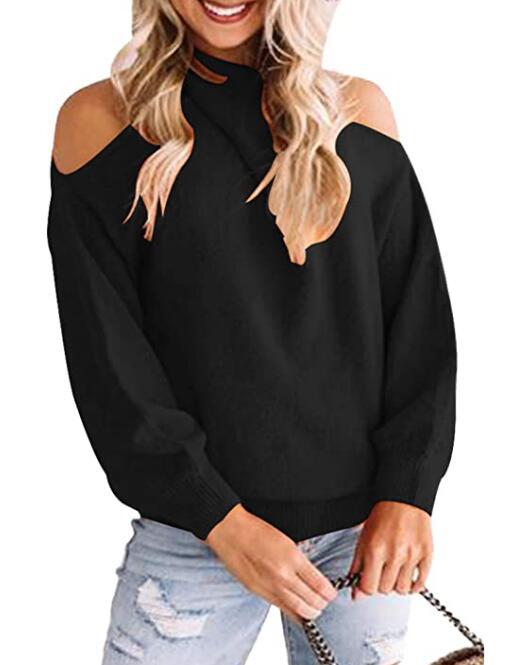 V-Neck Off-Shoulder Knit Sweater with Cross Wrap Bust and Open Back