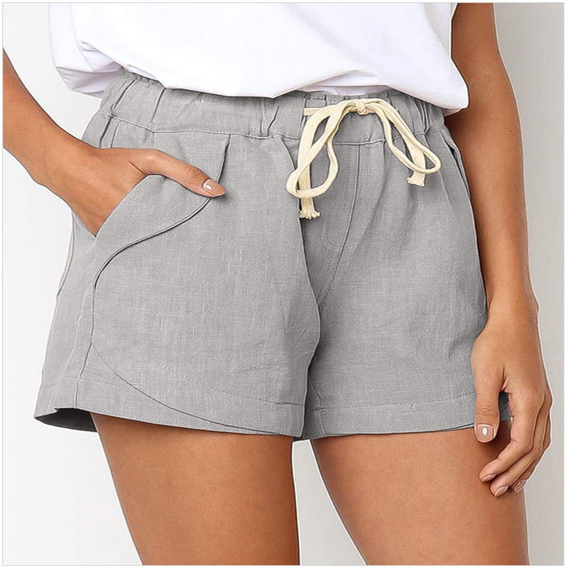 Women's Cotton-Linen Drawstring Shorts Casual Beach