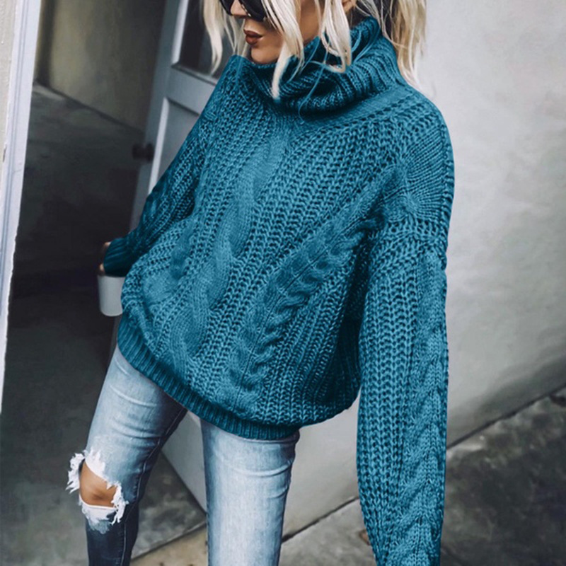 Women's Solid Turtleneck Knit Sweater