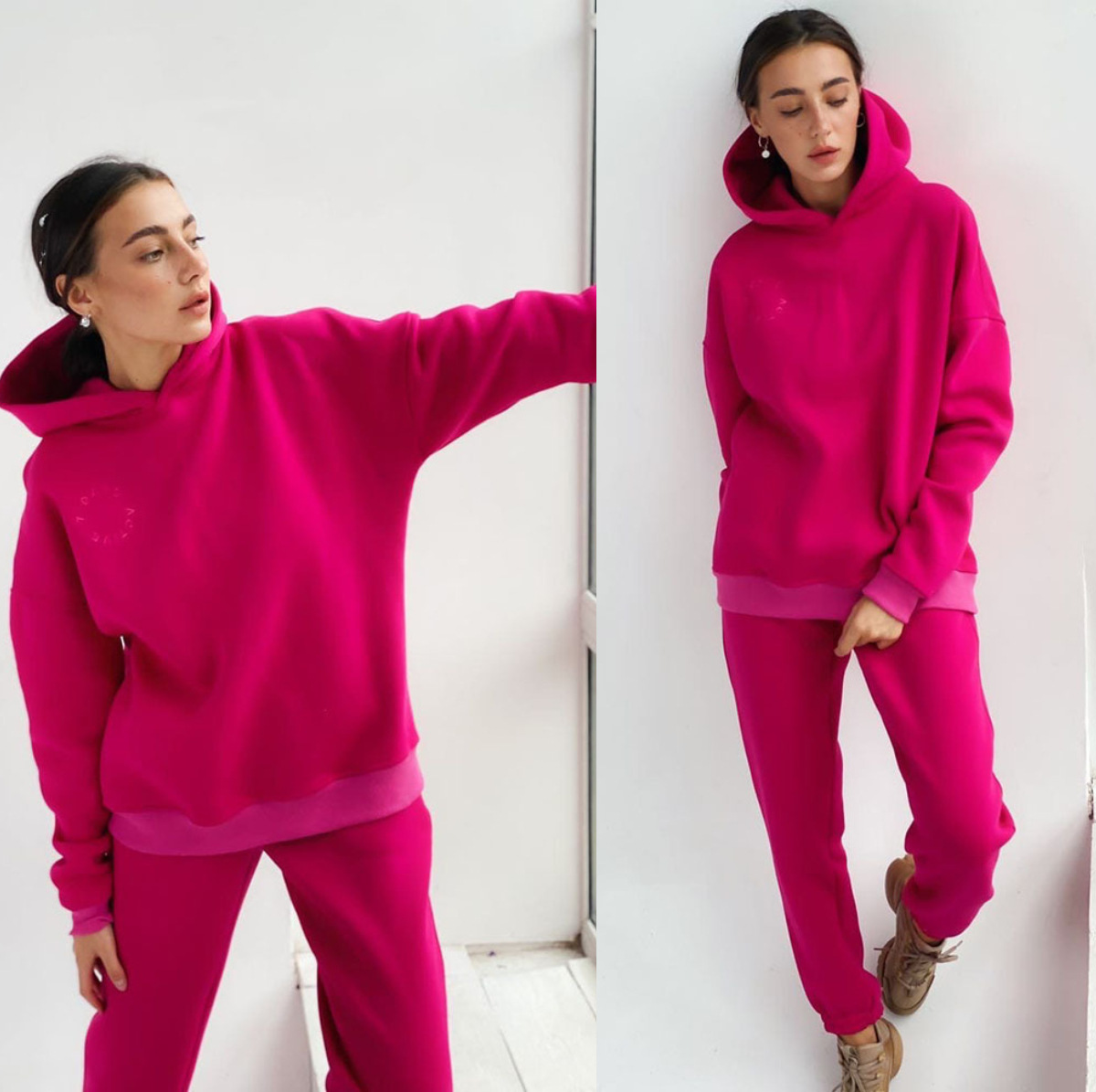 Women's Solid Color Hoodie and Pants Two-Piece Set Casual Long Sleeve