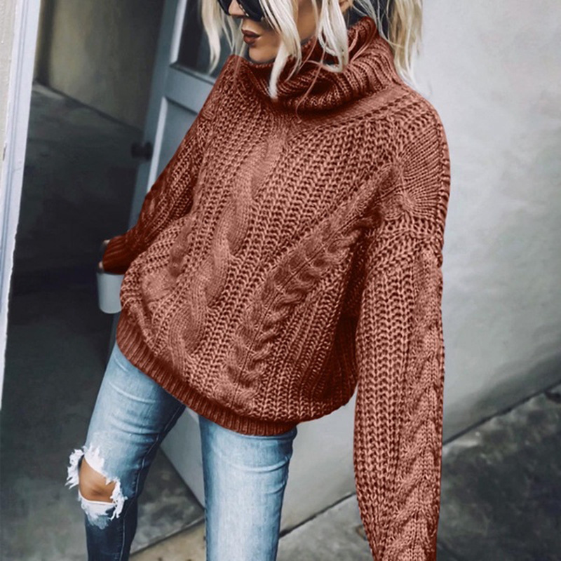 Women's Solid Turtleneck Knit Sweater