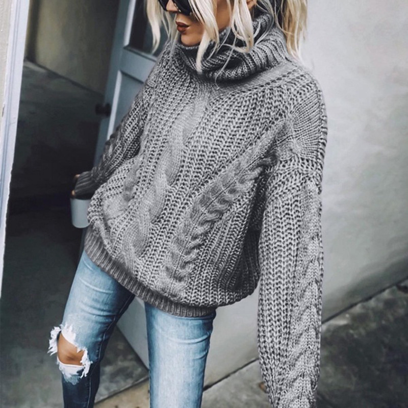 Women's Solid Turtleneck Knit Sweater