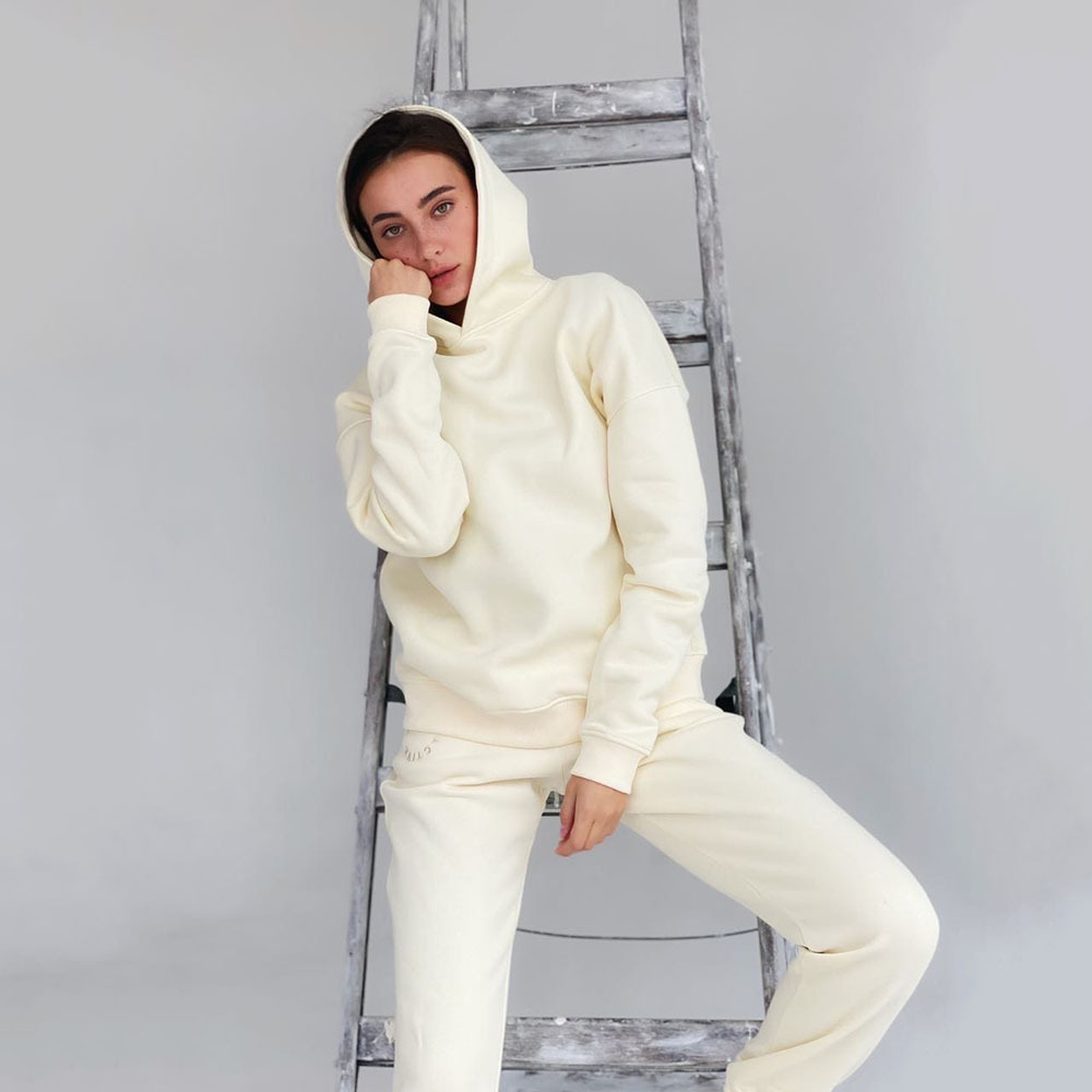 Women's Solid Color Hoodie and Pants Two-Piece Set Casual Long Sleeve