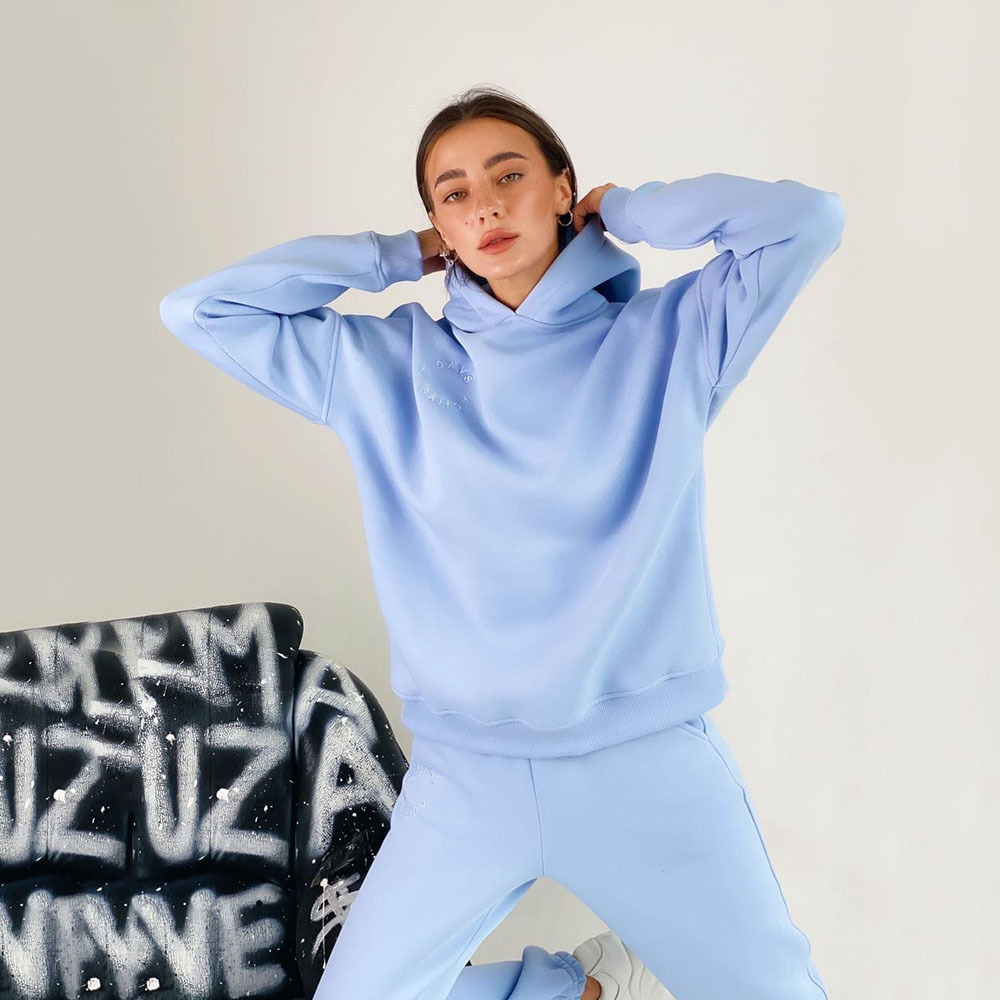 Women's Solid Color Hoodie and Pants Two-Piece Set Casual Long Sleeve