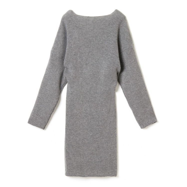 Elegant V-Neck Cross-Tie Long Over-Knee Knit Dress