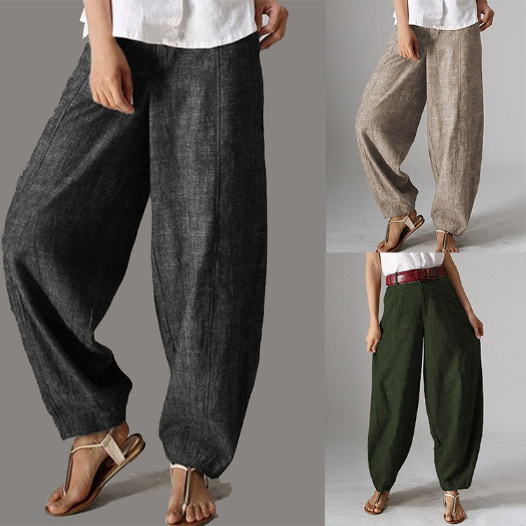 Women's High-Waist Wide-Leg Solid Casual Pants