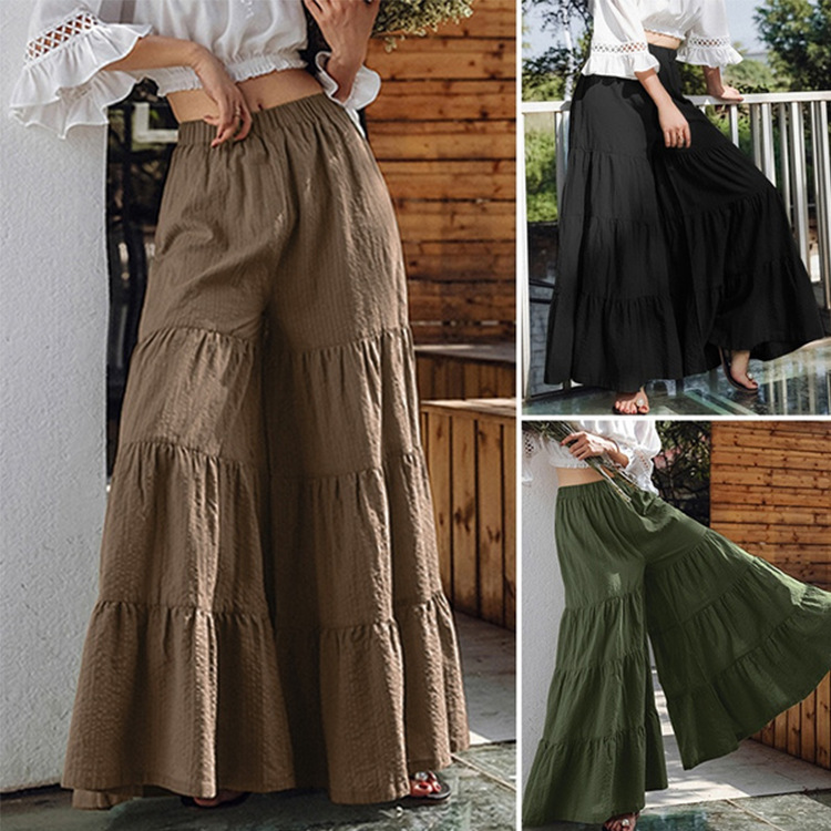 Women's Spliced Flared Pants Skirt Slimming Cake Pants