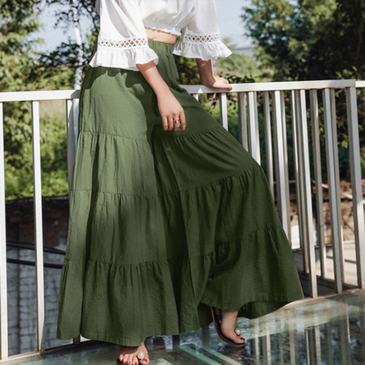 Women's Spliced Flared Pants Skirt Slimming Cake Pants