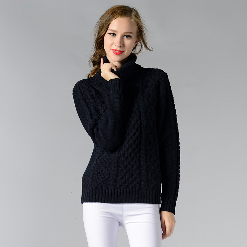 Women's Turtleneck Cable Knit Long Sleeve Sweater