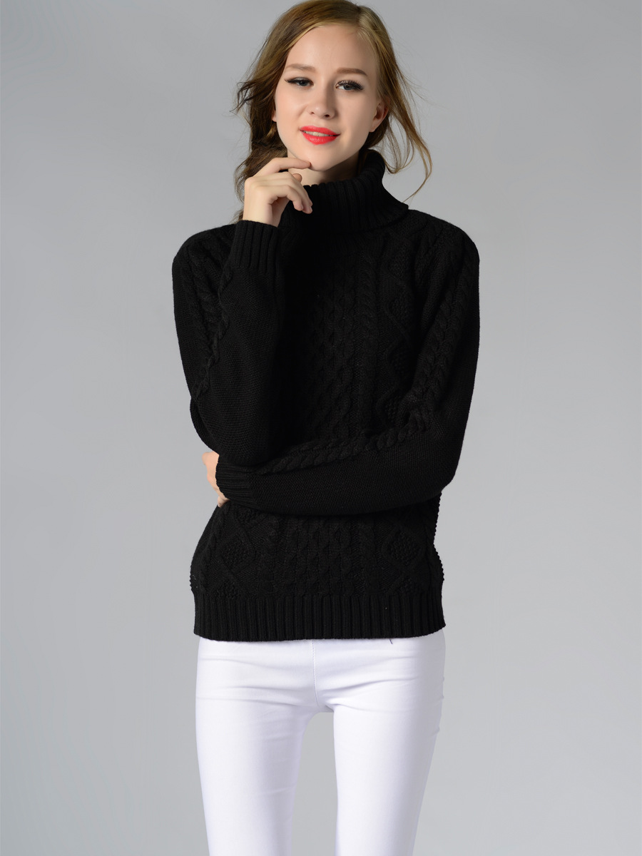 Women's Turtleneck Cable Knit Long Sleeve Sweater