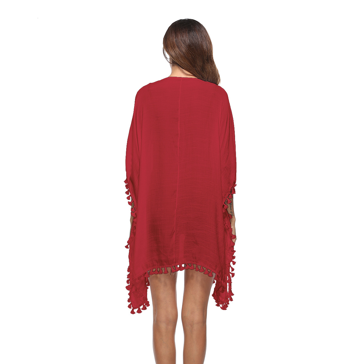 Sexy Crochet Lantern Tassel Cutout Cover-Up Dress