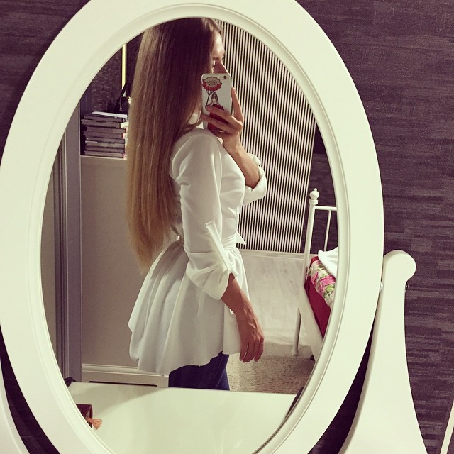 White Button-Down Shirt Dress with Belt, High Waist, Long Sleeve
