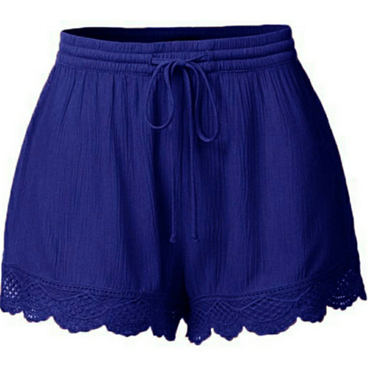 Women's Summer Solid Color Lace-Up Casual Shorts