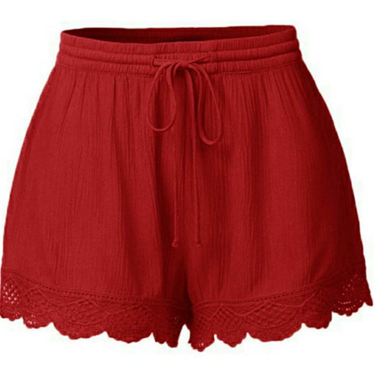 Women's Summer Solid Color Lace-Up Casual Shorts
