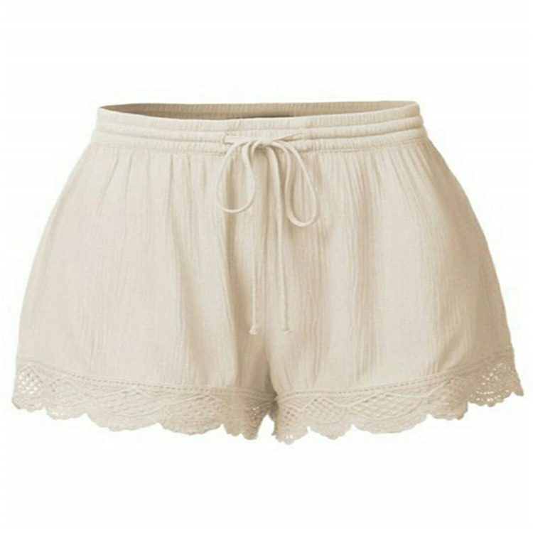 Women's Summer Solid Color Lace-Up Casual Shorts