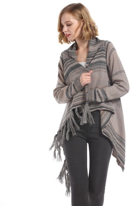 Fringed Knit Cardigan Sweater Coat
