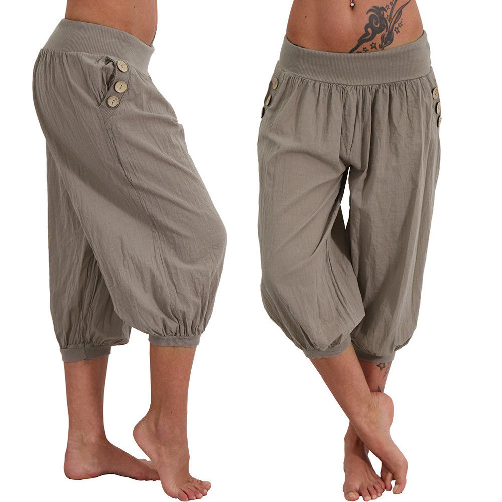 Aladdin Harem Pants Plus Size Cropped Linen Blend