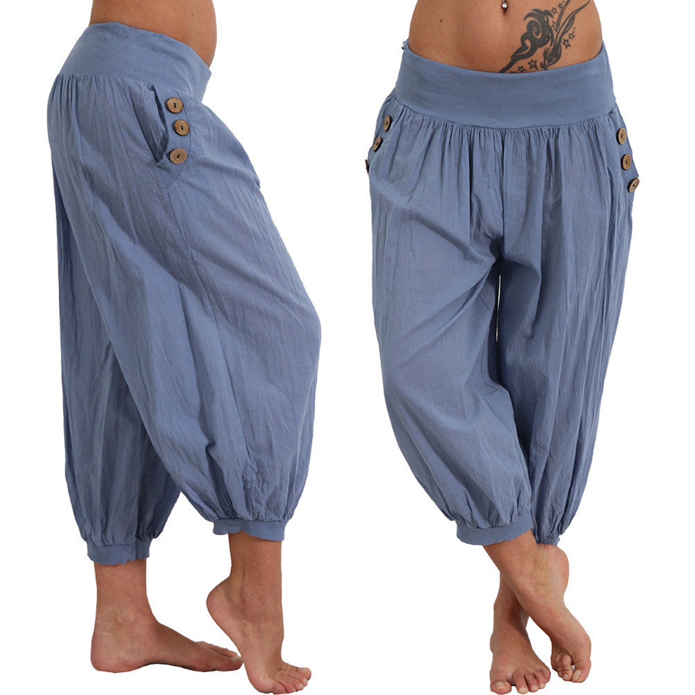 Aladdin Harem Pants Plus Size Cropped Linen Blend
