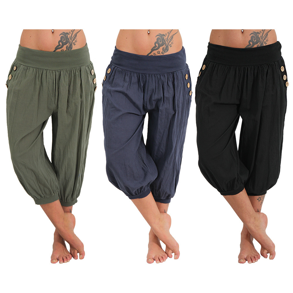 Aladdin Harem Pants Plus Size Cropped Linen Blend