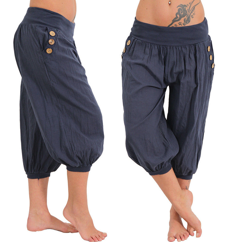 Aladdin Harem Pants Plus Size Cropped Linen Blend