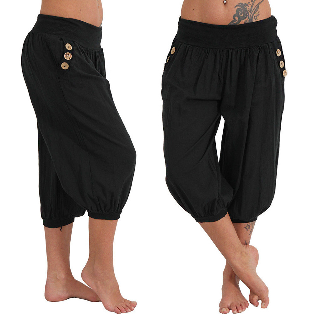 Aladdin Harem Pants Plus Size Cropped Linen Blend