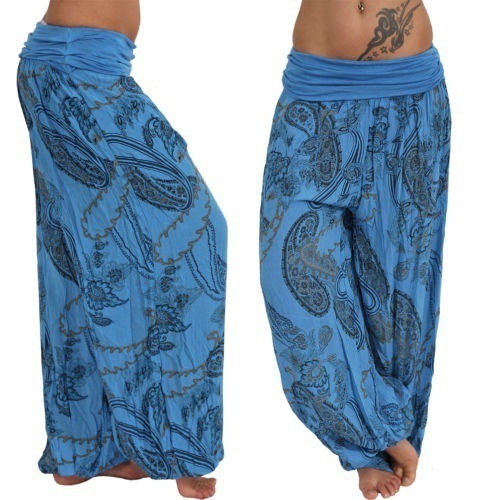 Digital Print Wide-Leg Casual Pants