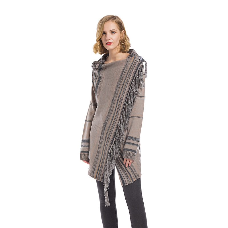 Women's Loose Knit Sweater with Scarf Neck