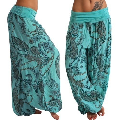 Digital Print Wide-Leg Casual Pants
