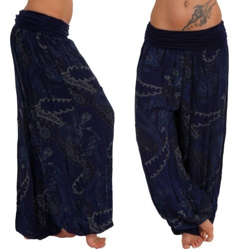 Digital Print Wide-Leg Casual Pants