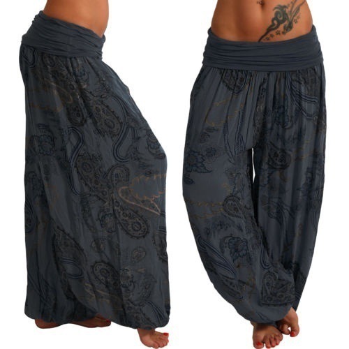 Digital Print Wide-Leg Casual Pants