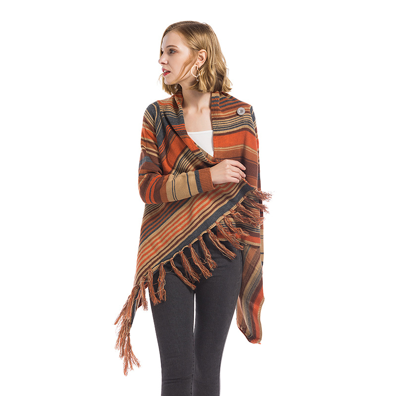 Fringed Knit Cardigan Sweater Coat