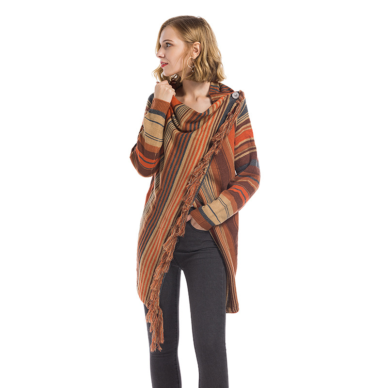 Women's Loose Knit Sweater with Scarf Neck