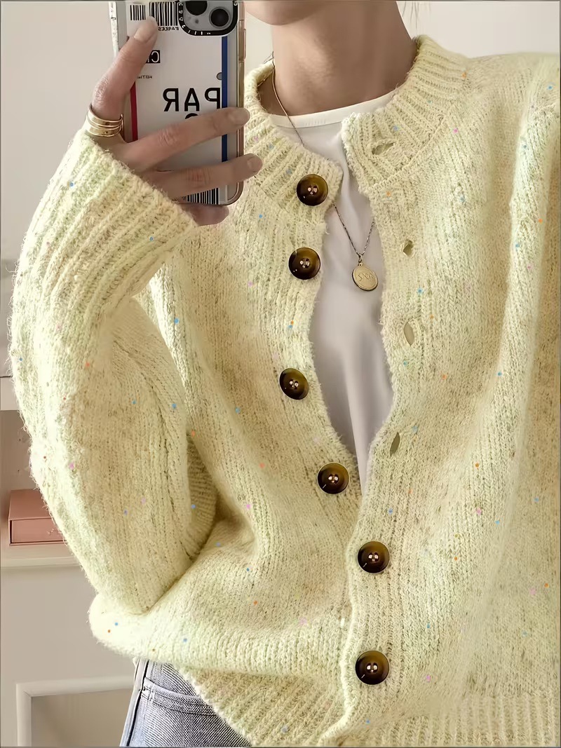 Women's Single-Breasted Knit Cardigan Short Sweater Jacket