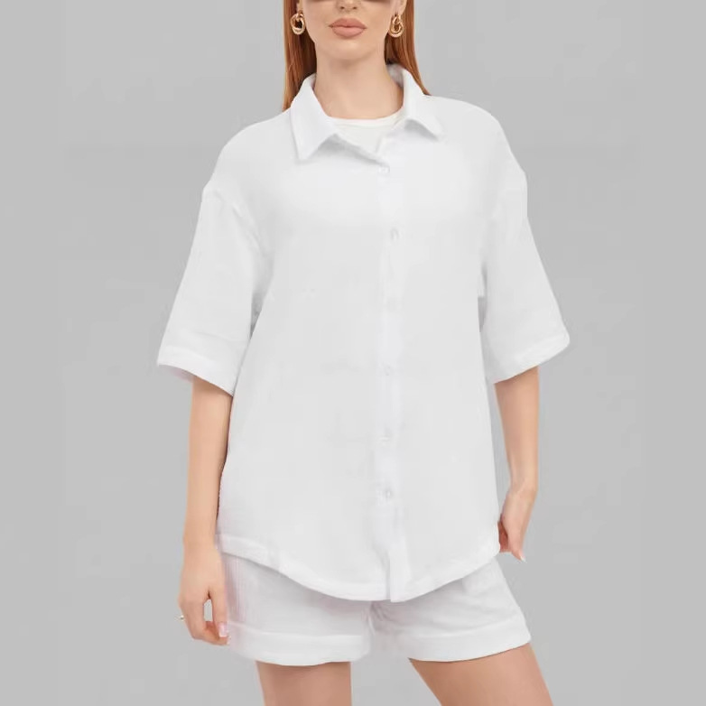Women's Summer Beach Vacation Cardigan and Shorts Set Casual Elegant