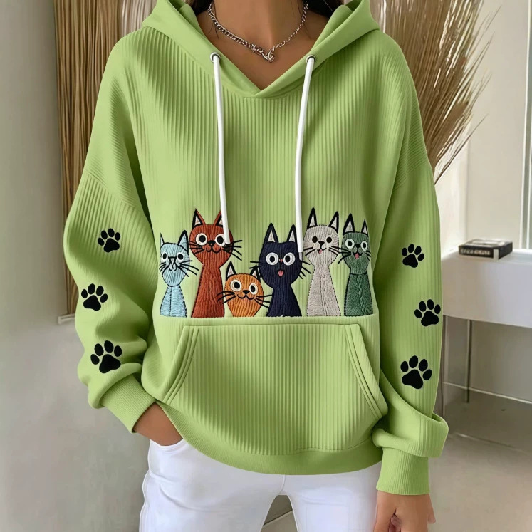 Women's Cat Paw Print Casual Sweatshirt