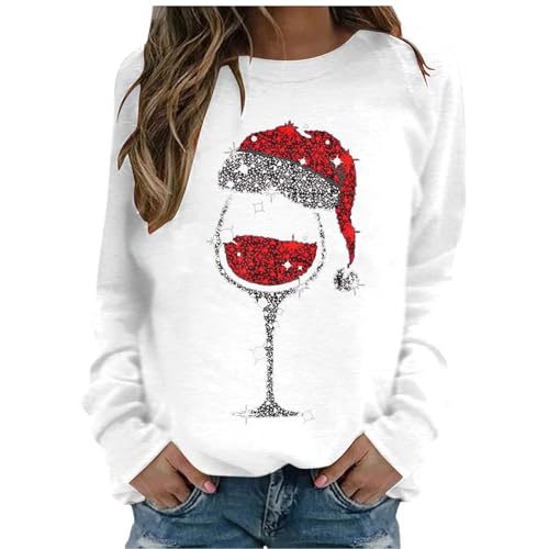 Women's Castle Wine Glass Music Note Print Crewneck Sweatshirt