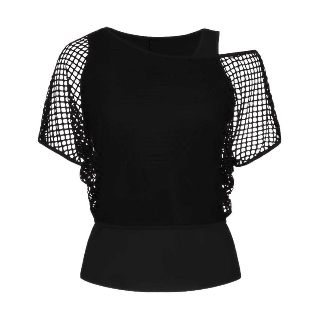 Women's Sheer Mesh Party T-Shirt Sexy See-Through Cutout Top